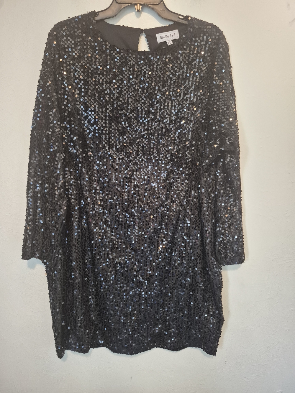 Black Sequin Midi Dress
